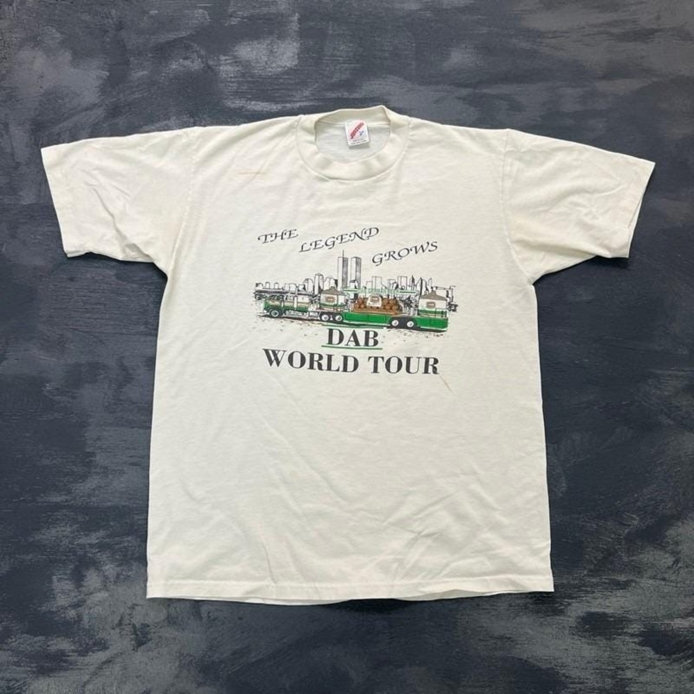 Vintage‎ Dab Beer Shirt Mens Large White 1980s World Tour